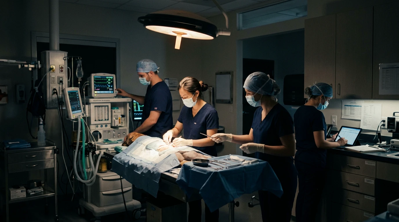 Surgical team working together in a modern outpatient operating suite