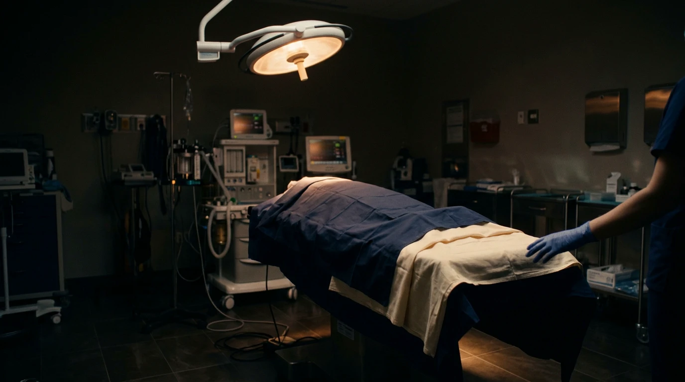 Hero loop poster: calm surgical suite with focused surgical lighting